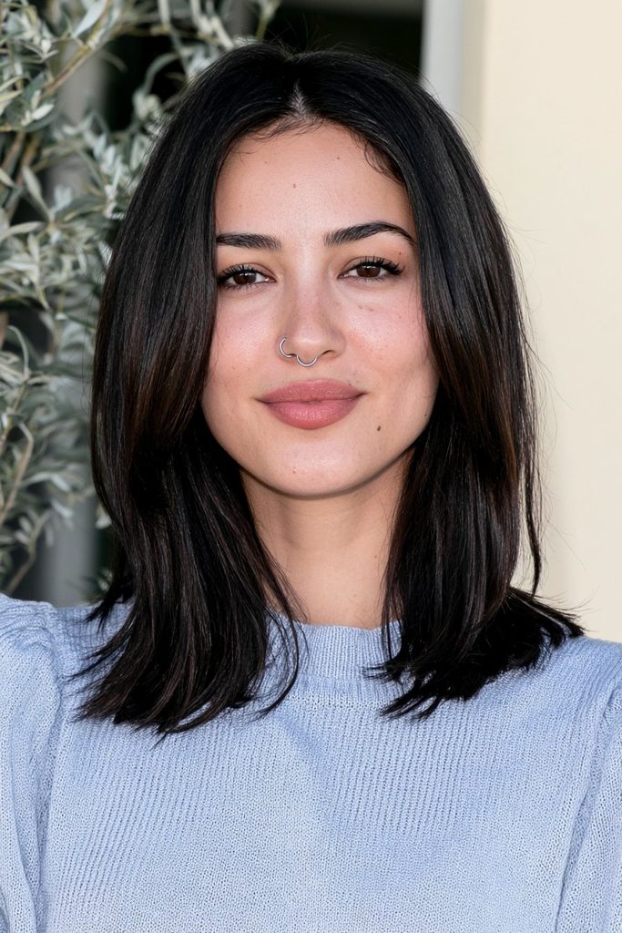 Classic jellyfish haircut styled to flatter oval face shapes