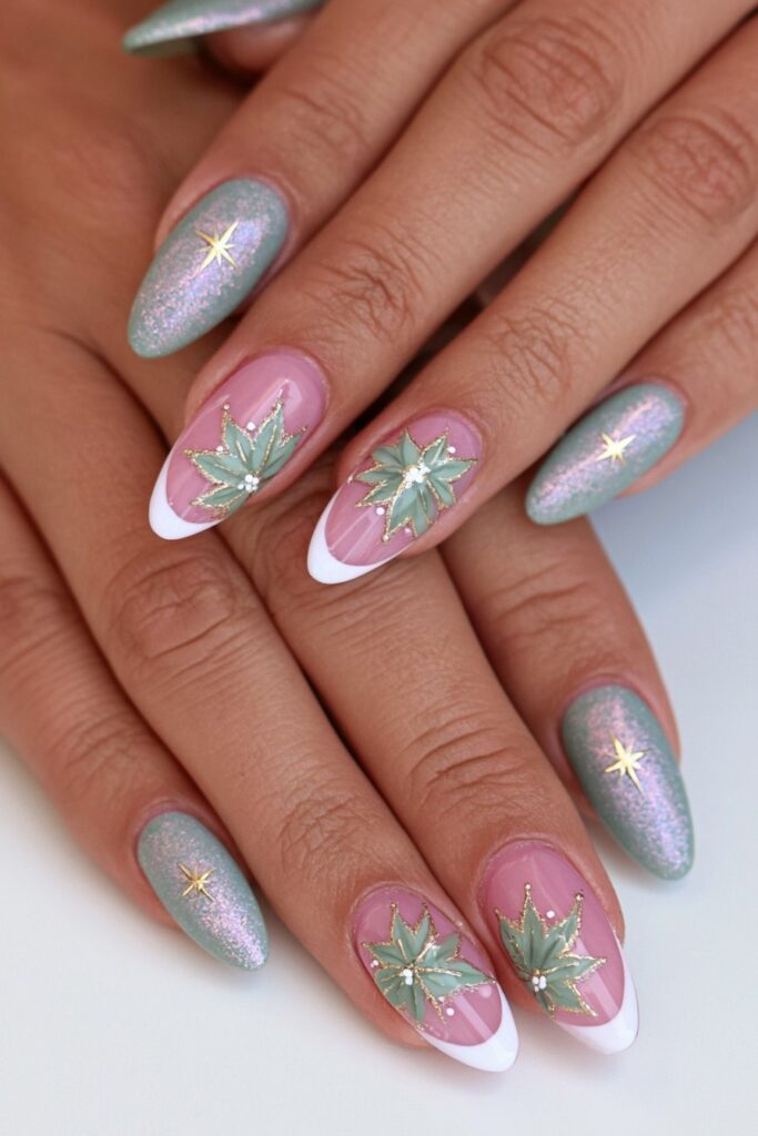 Peridot French tip nails