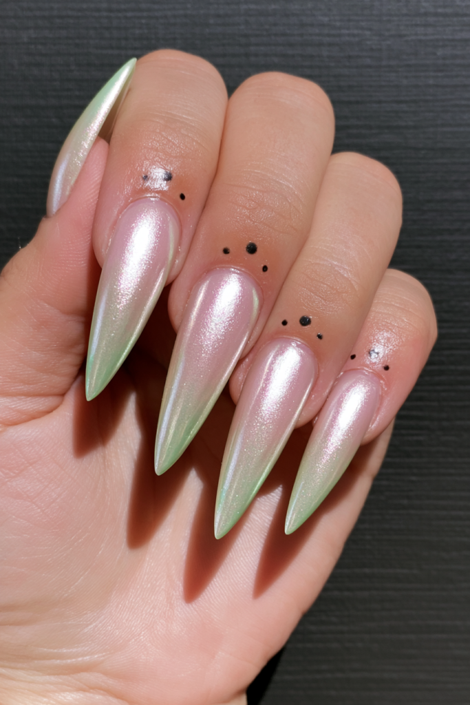 Peridot glitter fade nails