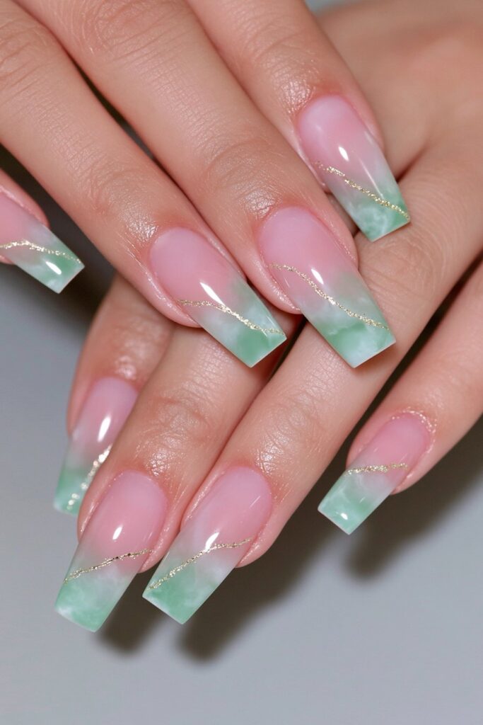 Peridot ombré nail design