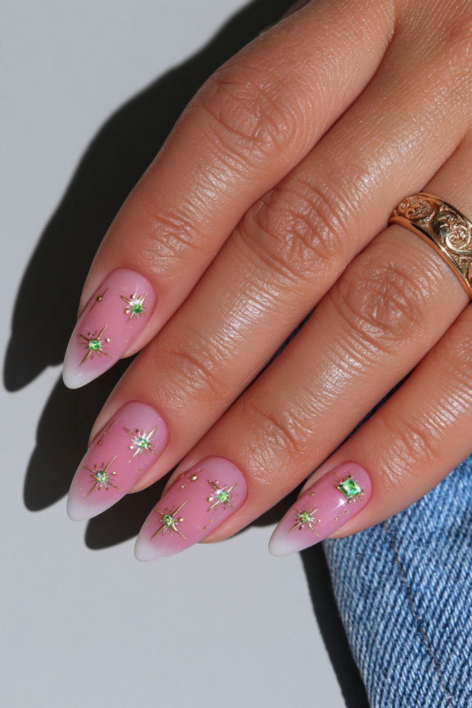 Peridot swirl nail design