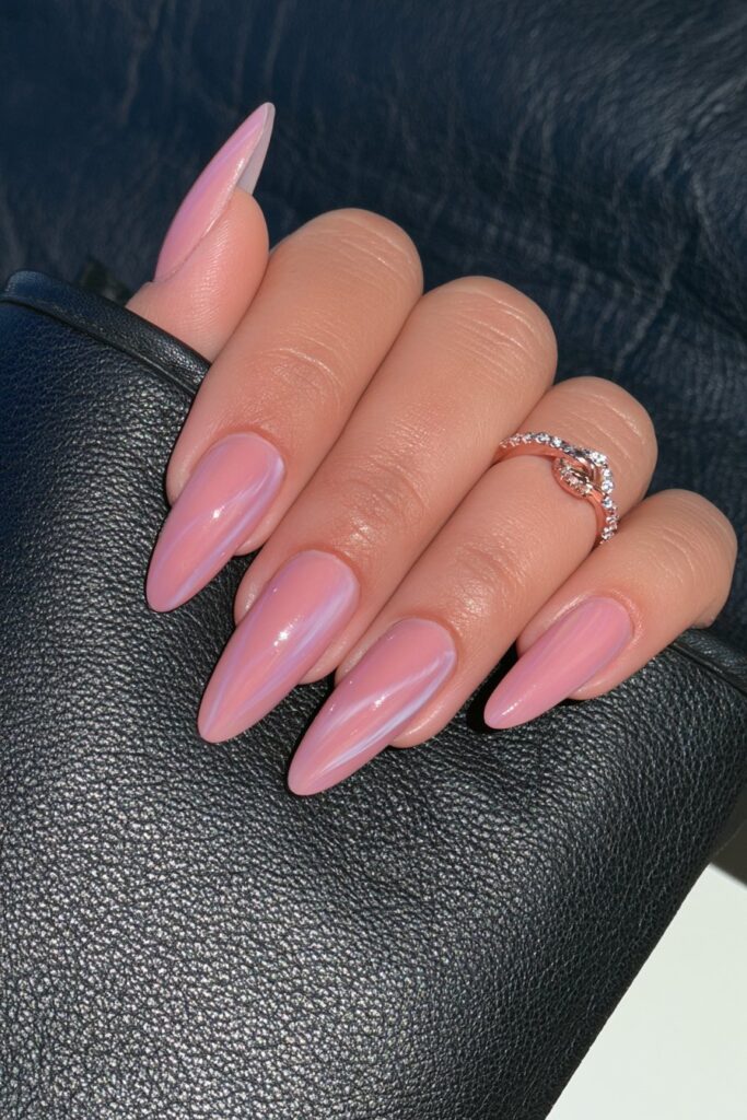 Pink ombré cat-eye swirl nails