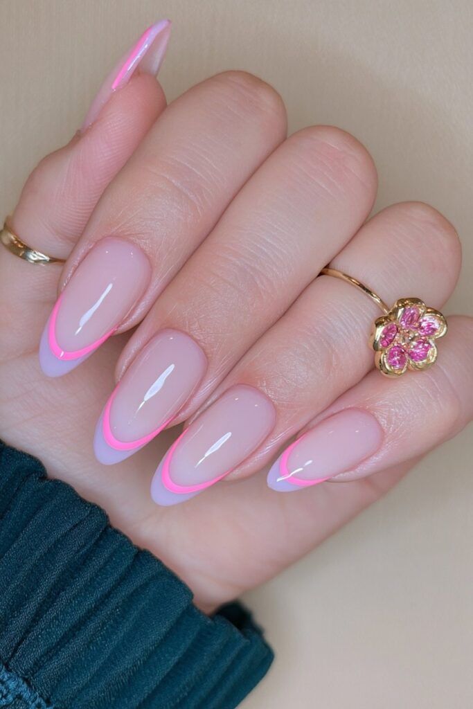 25 Back to School Acrylic Nails for Real Nail Art 17 Preppy two-tone tip acrylic nails