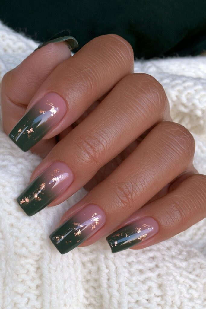 Pumpkin nails with teal accents