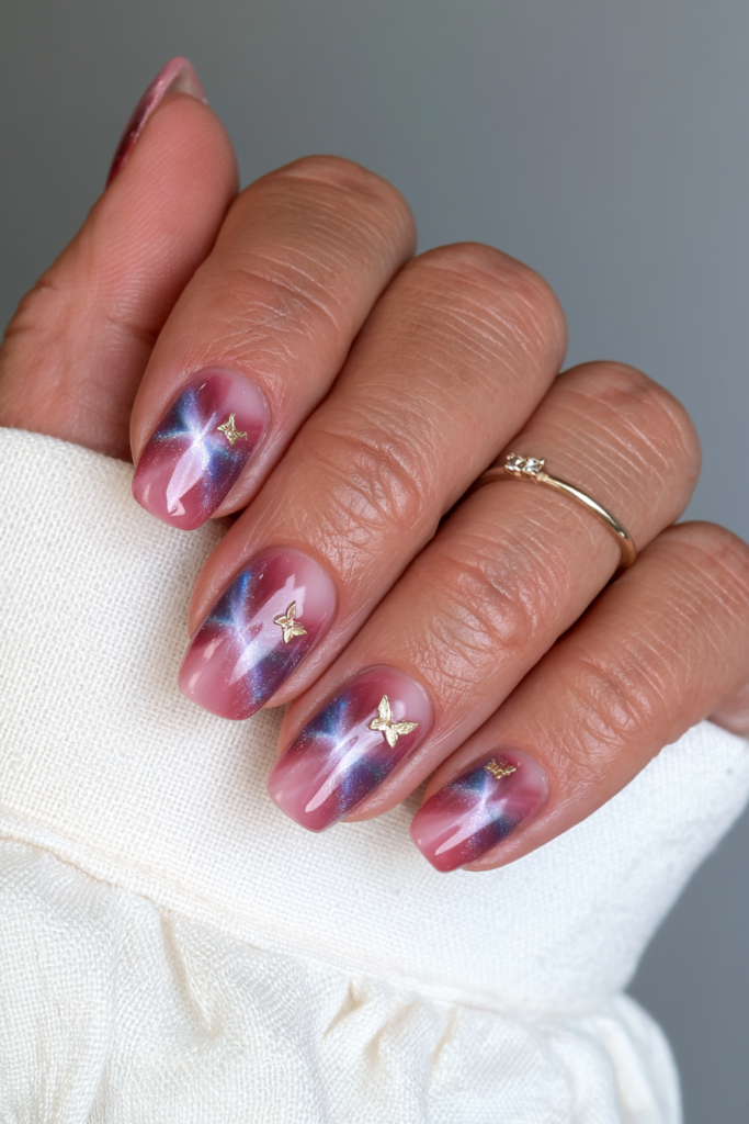 Rose gold cat-eye thin tips