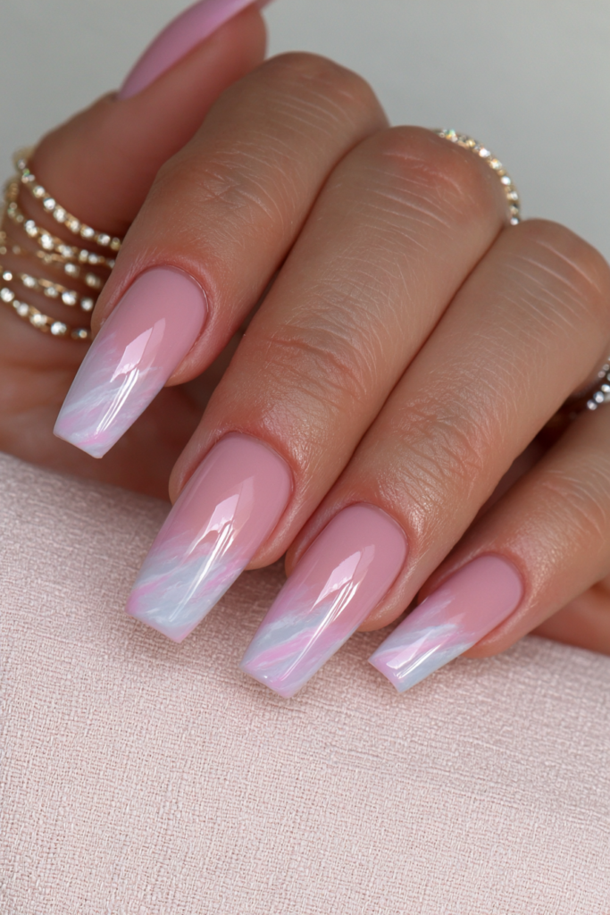 Rose quartz milky nails