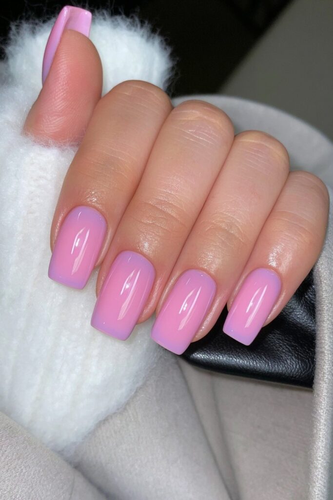Short square bubble bath nails