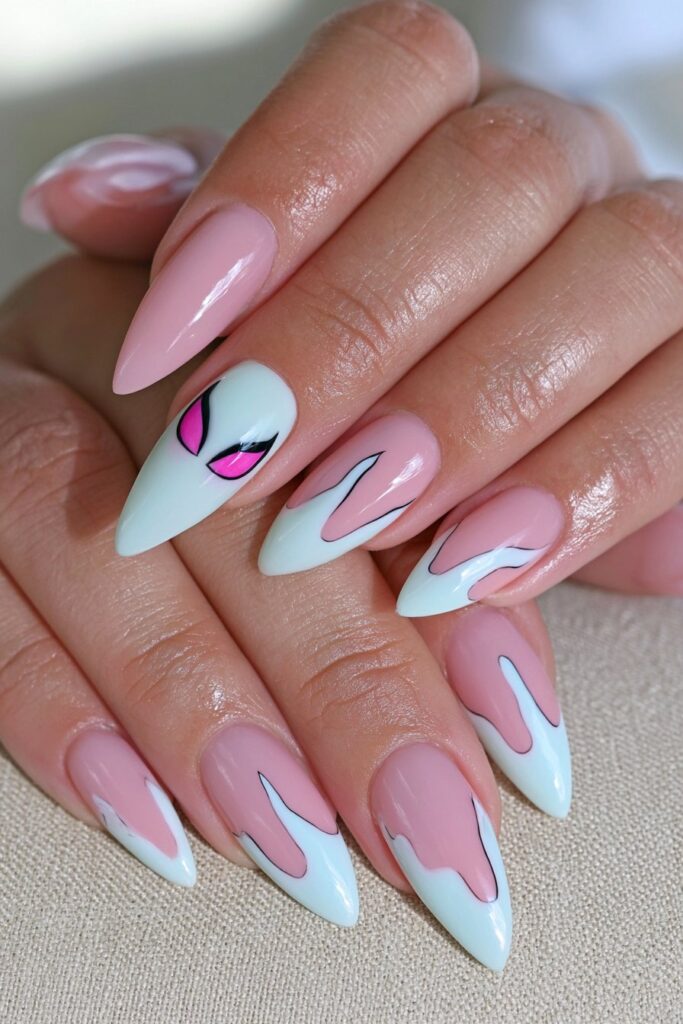 Spider silhouette accent nail