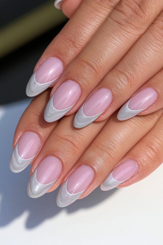 Smoky blue-grey nails