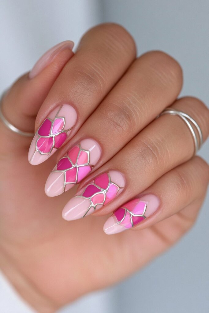 Stained glass floral nails