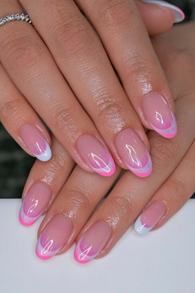 Strawberry milky pink nails