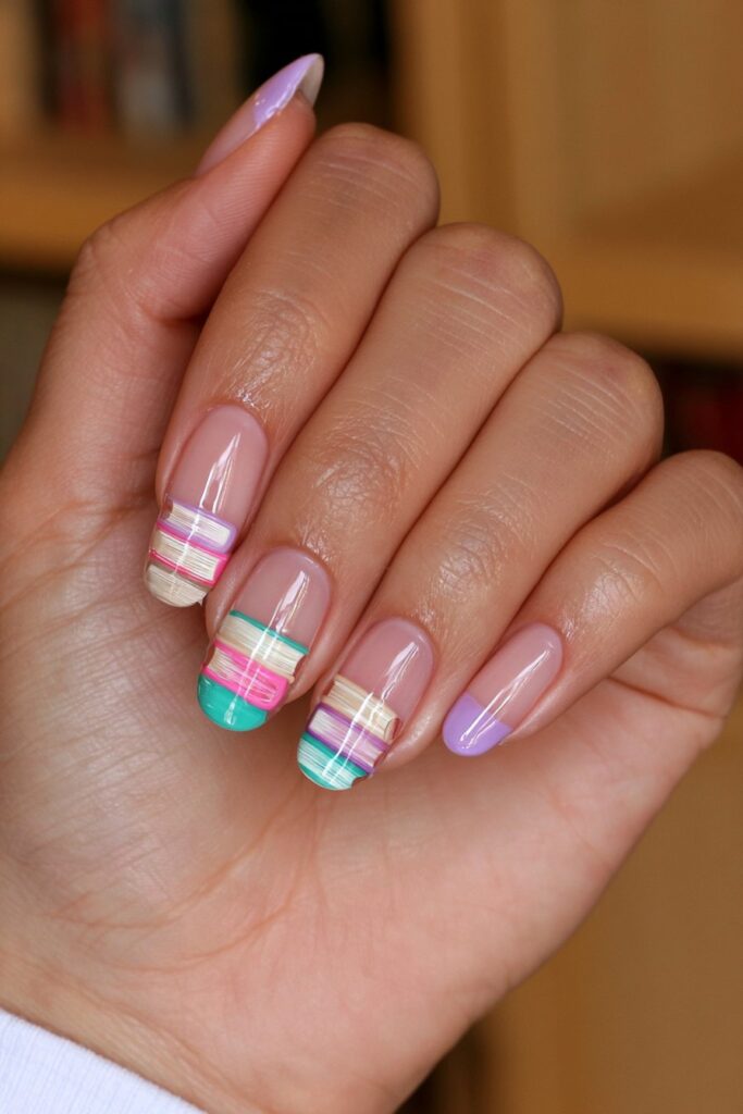 25 Back to School Acrylic Nails for Real Nail Art 22 Textbook stack accent nails