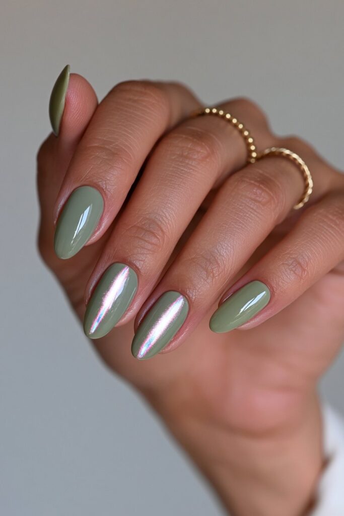 Textured peridot velvet nails