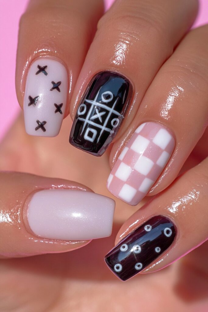 25 Back to School Acrylic Nails for Real Nail Art 2 Tic-tac-toe pencil squoval nails