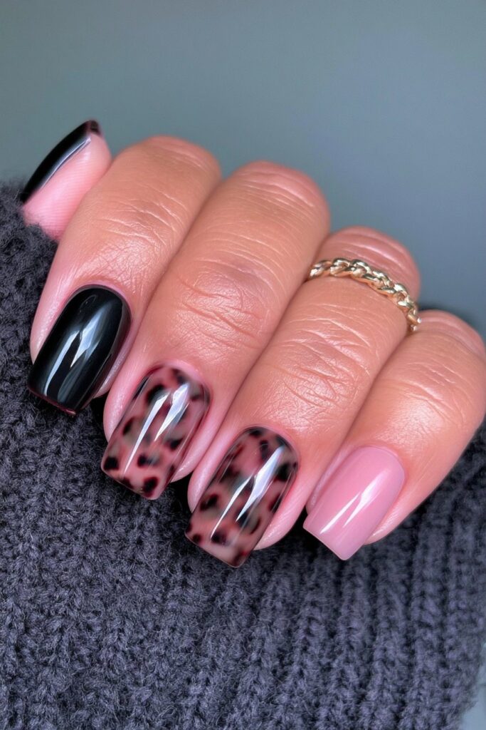 Tortoiseshell nail art design