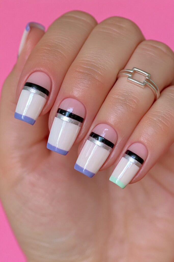 22 Pencil Nail Ideas for the Sharpest, Most Dramatic Point 20 Two-tone color-block nails