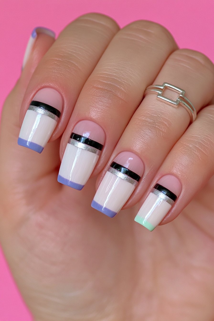 22 Pencil Nail Ideas for the Sharpest, Most Dramatic Point 1 Two Tone Color Block Pencil Nails