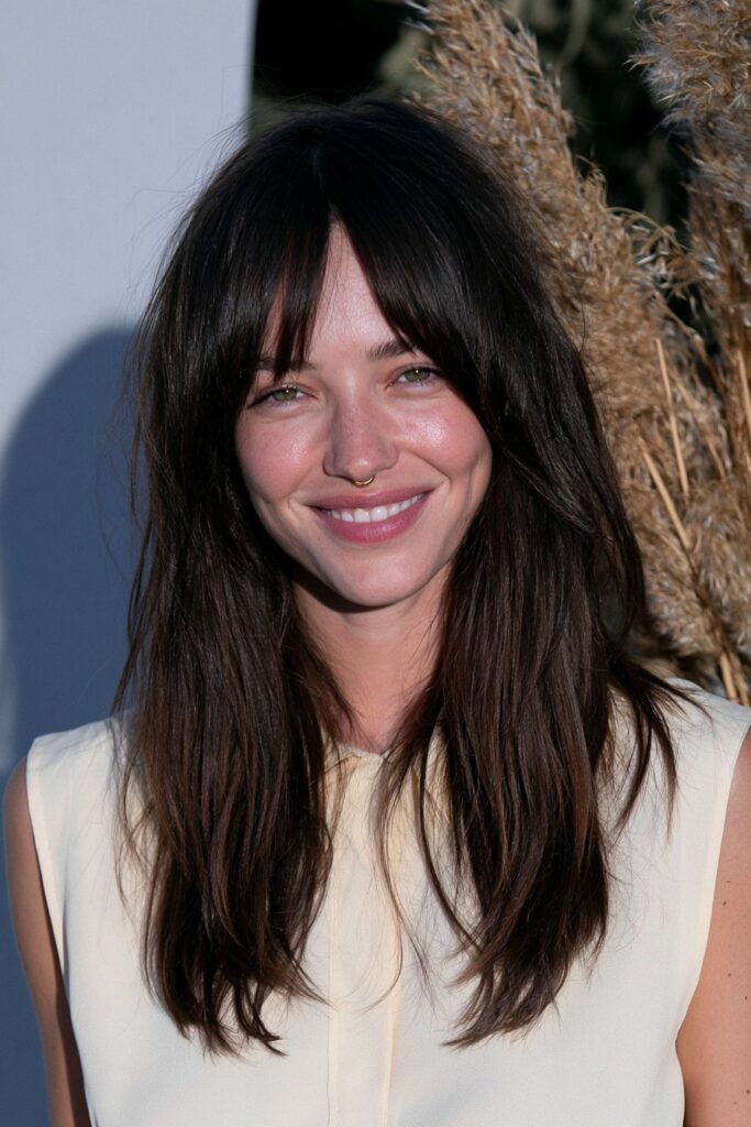 Voluminous long wolf cut with choppy layers