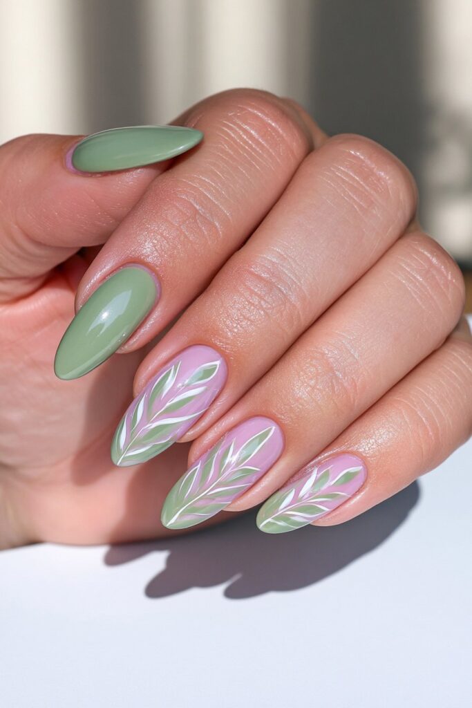 Wabi-sabi botanical nail design