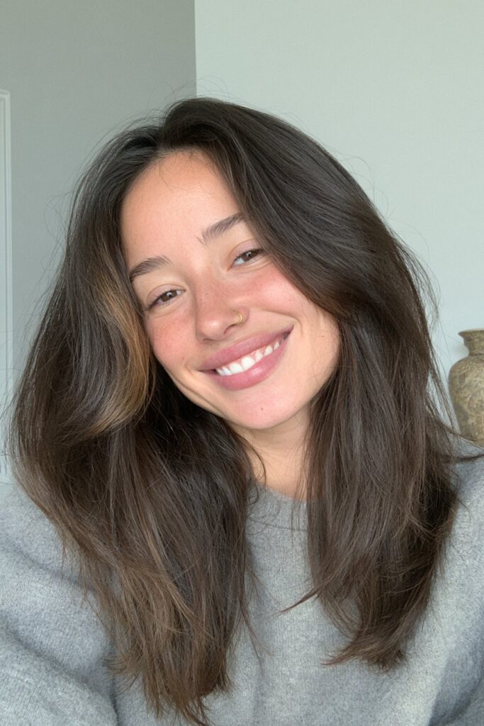 22 Wolf Cuts for Straight Hair with Volume and Texture 9 Wolf cut with money piece