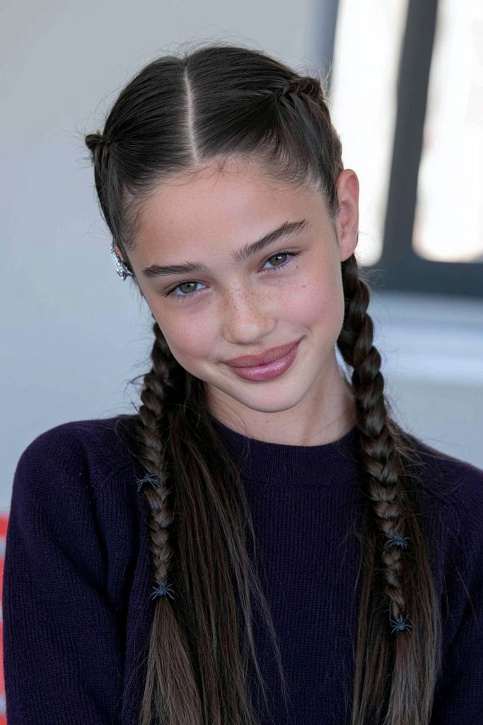 Zigzag part spider braids hairstyle