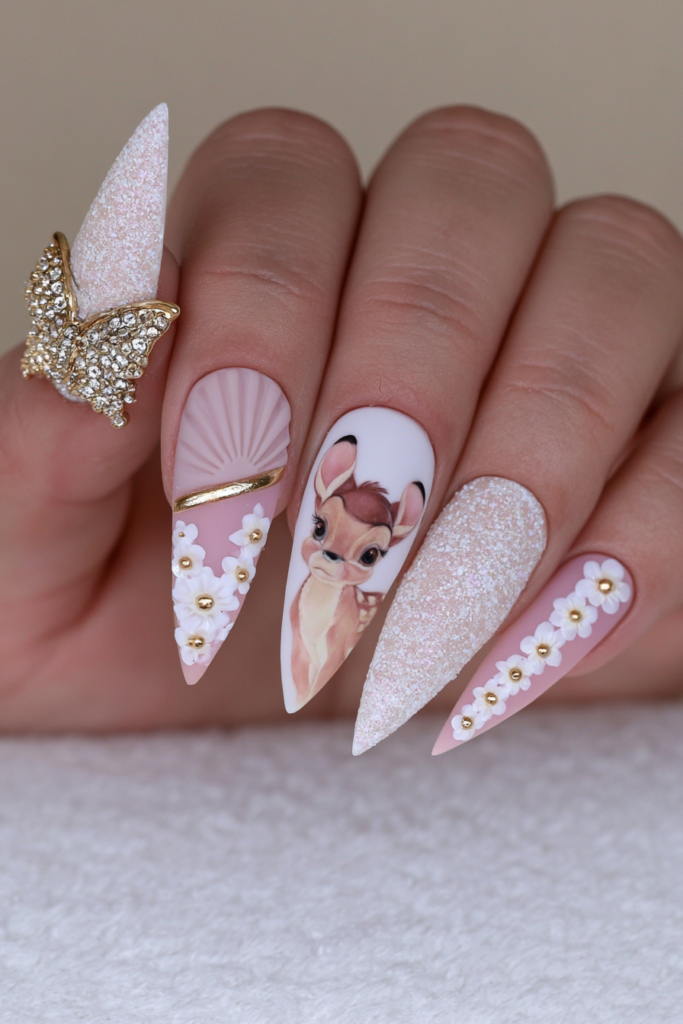 Bambi-inspired nail art