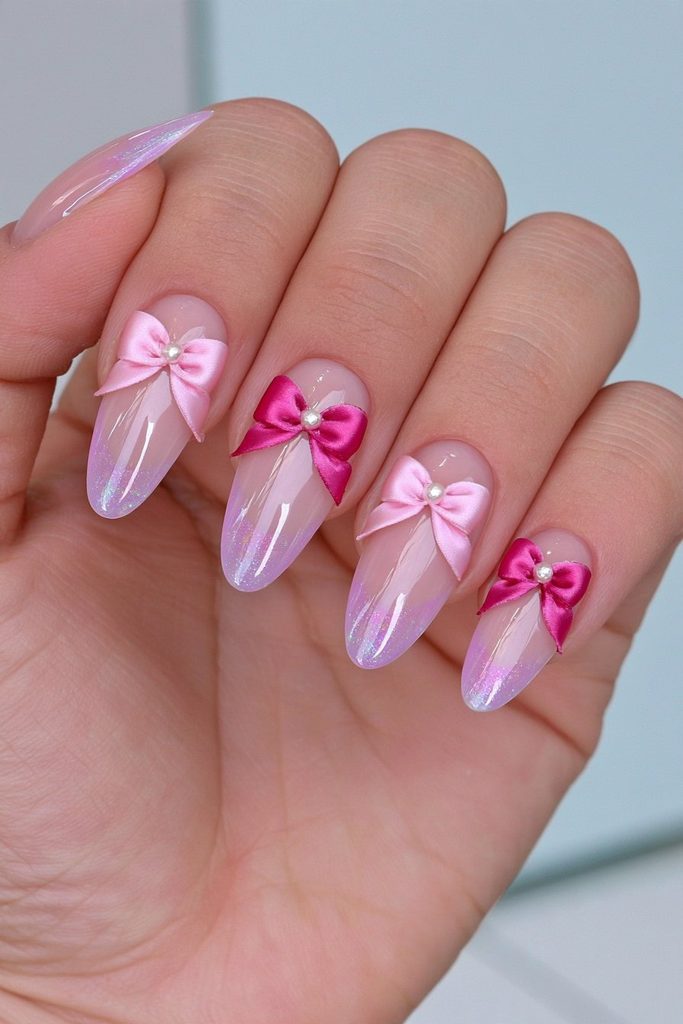 3D satin ribbon bow accents