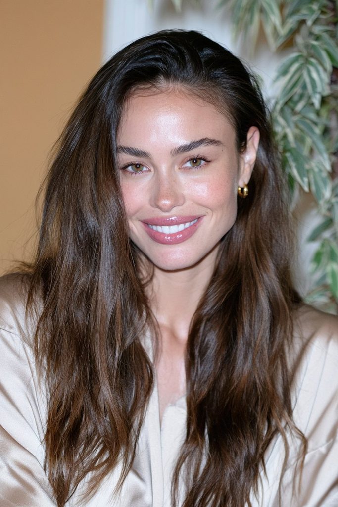 Glossy toffee brunette hair