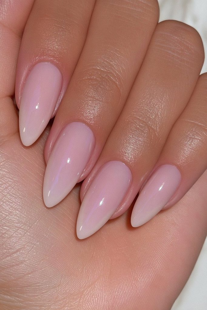 Sheer pink ballet slipper nails
