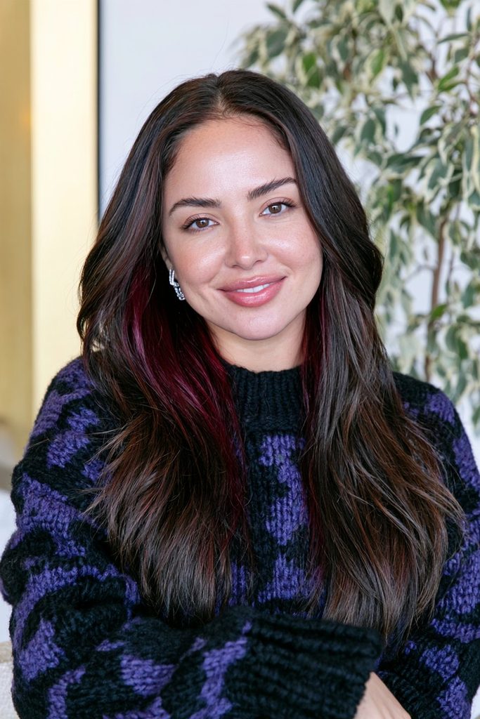 Black cherry peekaboo hair color