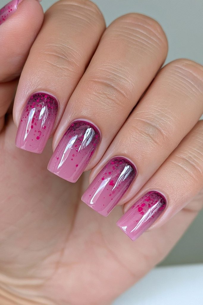 Blood splatter micro-dot red nail accent