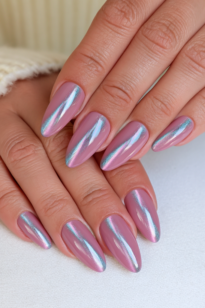 BurgundyPlum Cat Eye Almond Nails