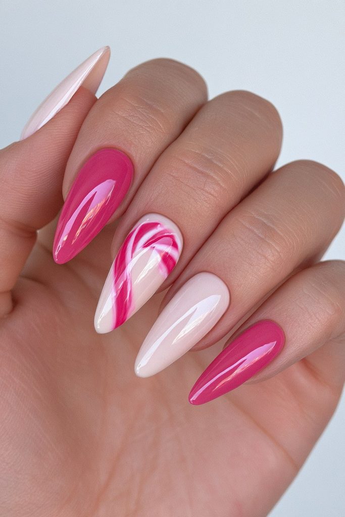 20 Candy Cane Nail Designs for Easy, Festive DIY Manicures 8 Candy cane accent nail design