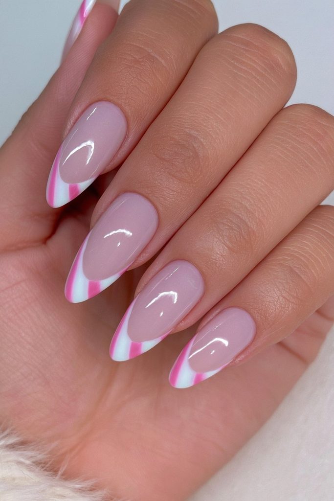 20 Candy Cane Nail Designs for Easy, Festive DIY Manicures 3 Candy cane French tip nails