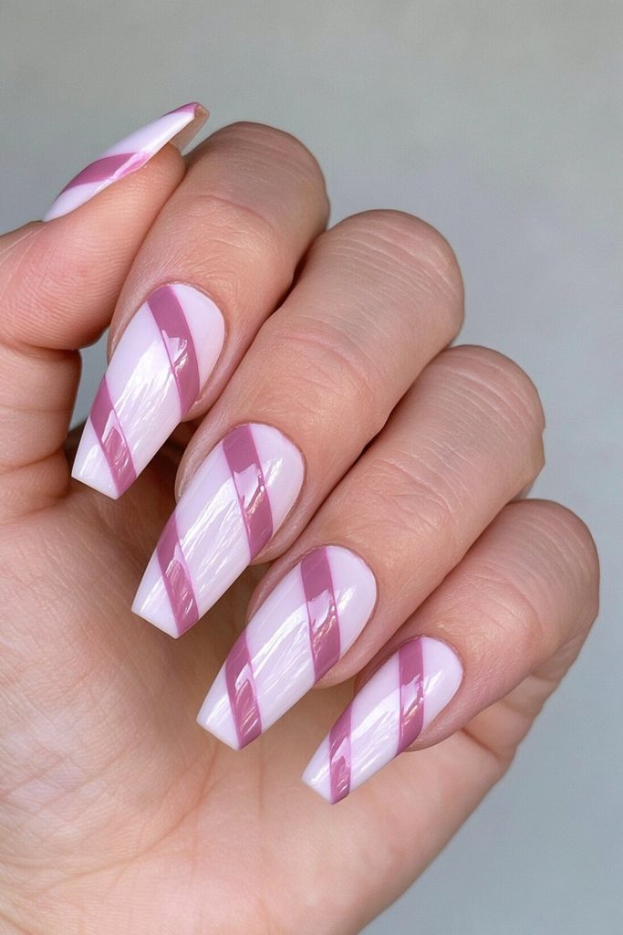 20 Candy Cane Nail Designs for Easy, Festive DIY Manicures 12 Candy cane striping tape nails