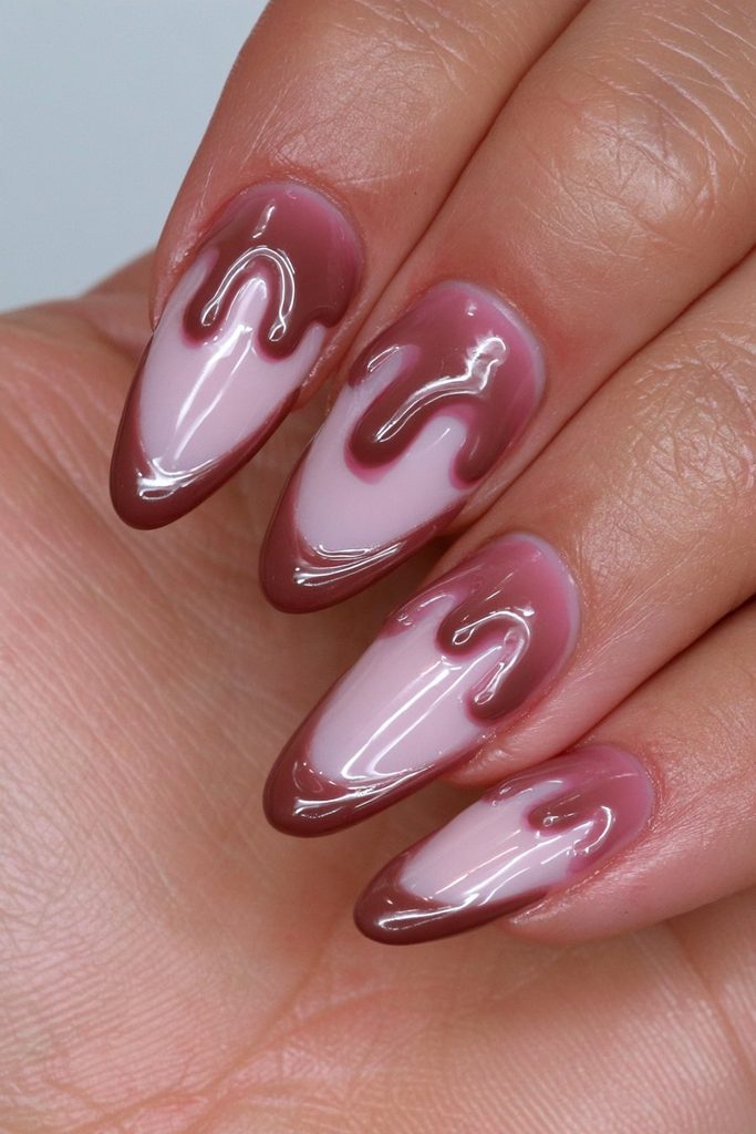22 Hot Chocolate Nails to Warm Up Your Cozy Season Manicure 5 Chocolate drip French tip nails