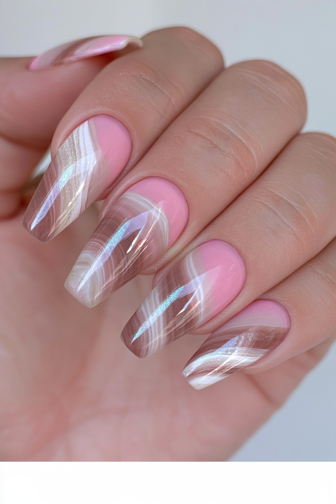 22 Hot Chocolate Nails to Warm Up Your Cozy Season Manicure 6 Chocolate marble swirl nails