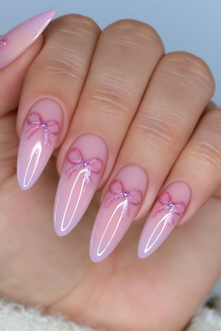Cranberry Bow Nail Art
