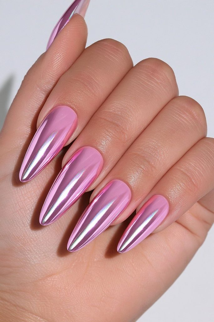 25 Cranberry Nail Ideas for a Rich, On-Trend Manicure 1 Rich cranberry chrome nail shine