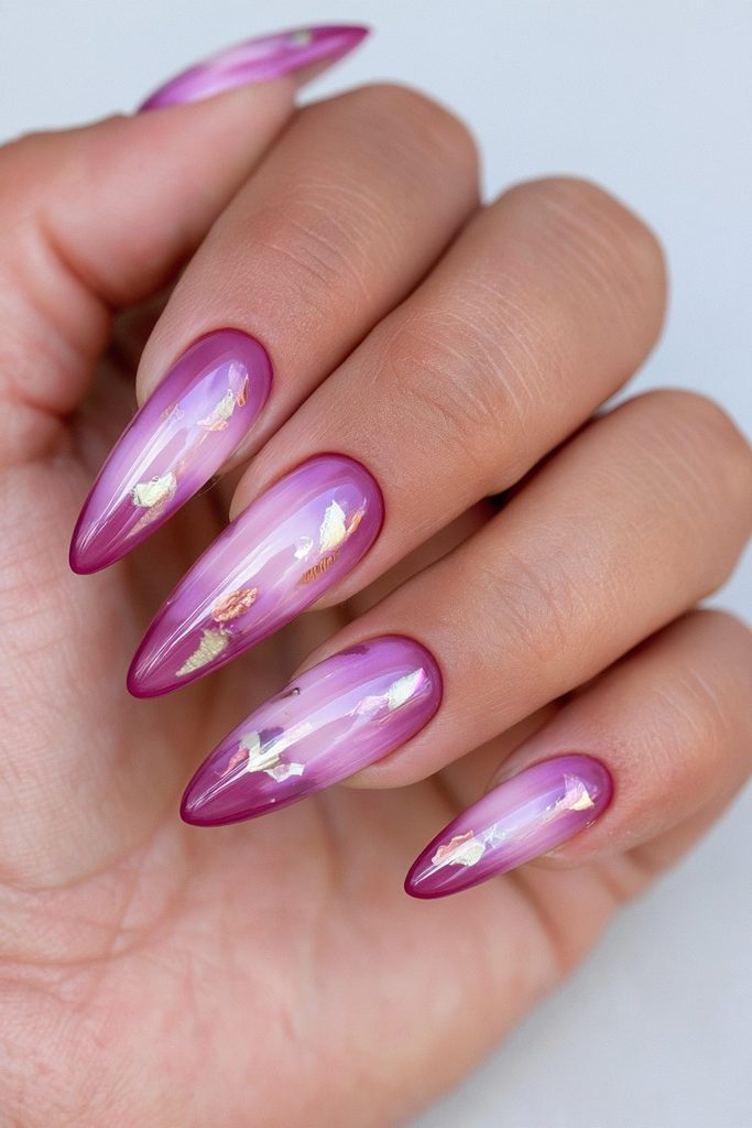 25 Cranberry Nail Ideas for a Rich, On-Trend Manicure 11 Metallic cranberry foil nail accents