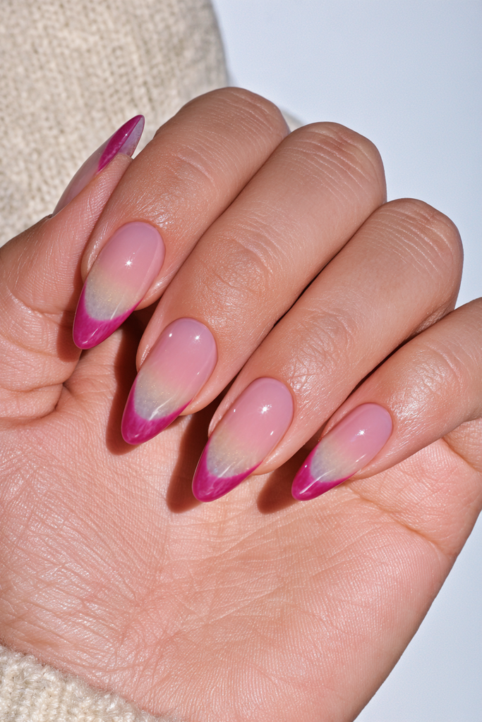 Elegant cranberry French tip nails