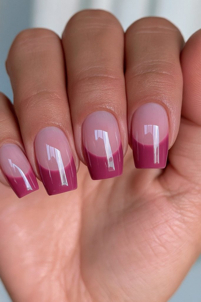 Classic cranberry half-moon manicure
