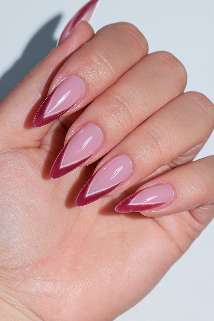 Glossy cranberry jelly manicure