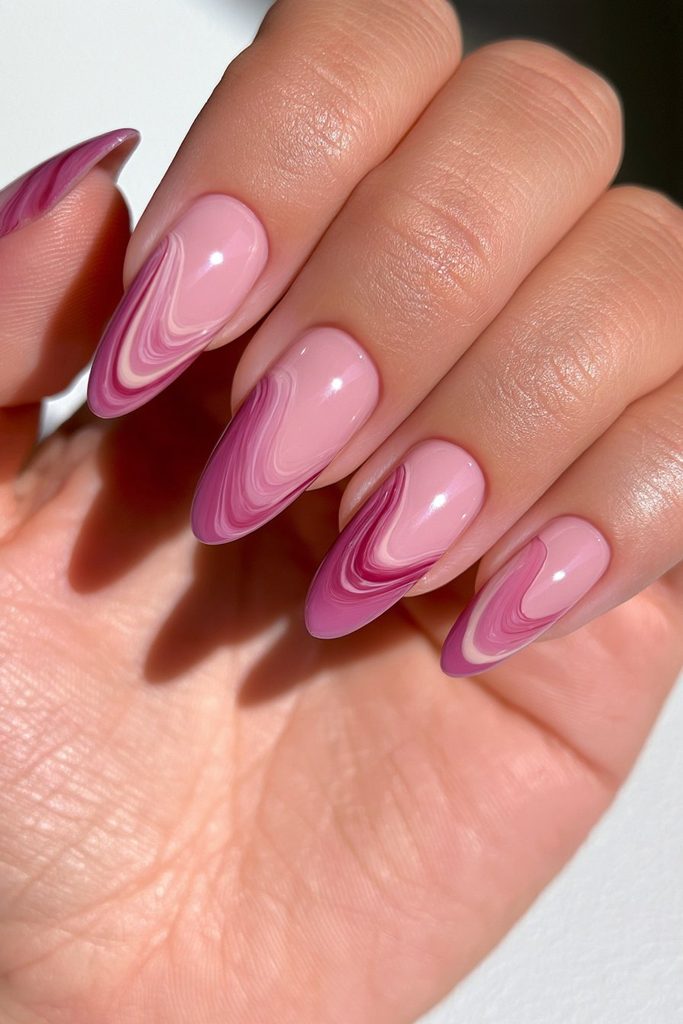 25 Cranberry Nail Ideas for a Rich, On-Trend Manicure 10 Elegant cranberry marble nail design