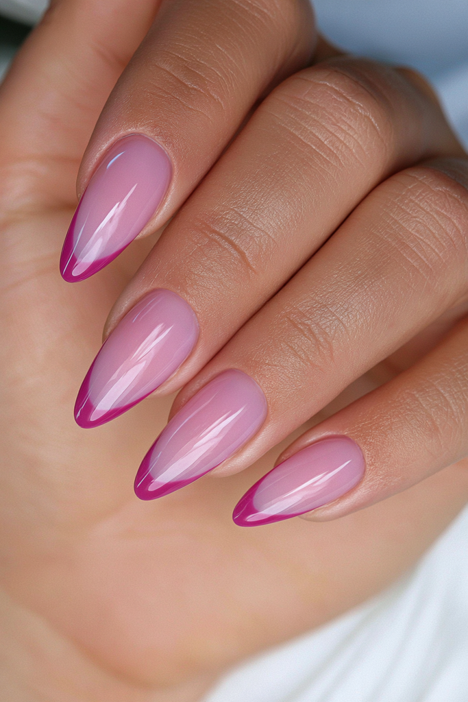 Delicate cranberry micro French nails