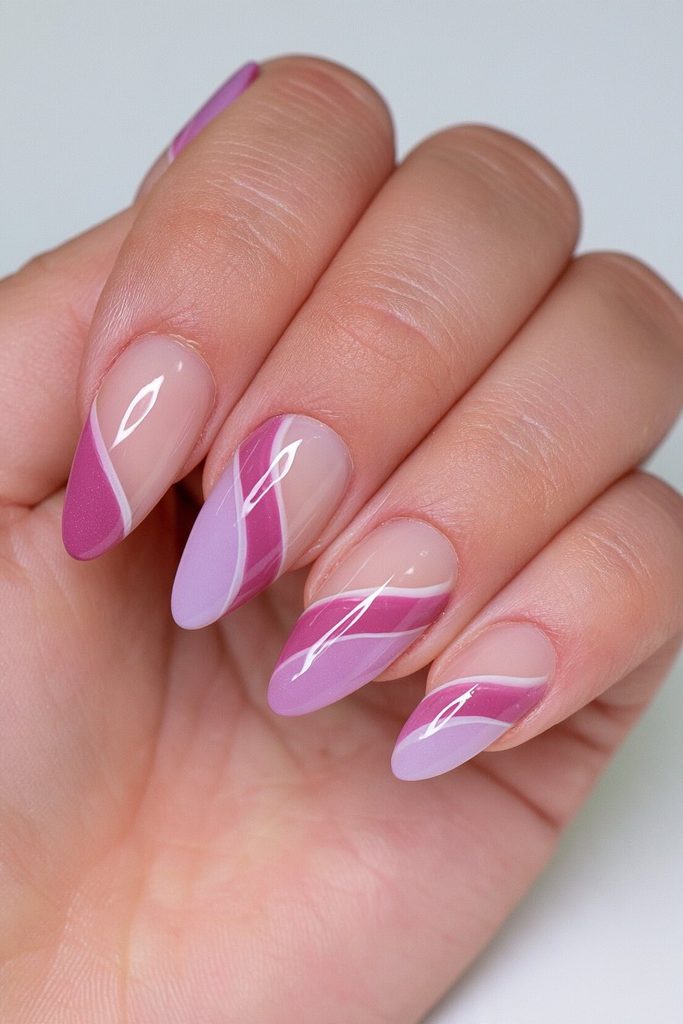 Modern cranberry negative space nails