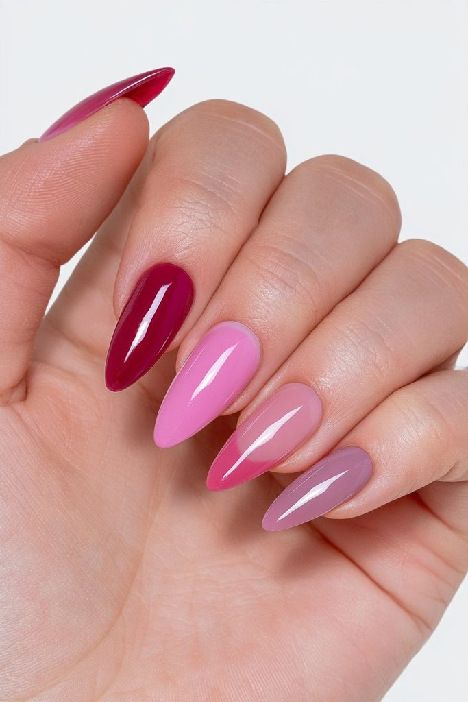 25 Cranberry Nail Ideas for a Rich, On-Trend Manicure 23 Mixed cranberry shade skittle nails