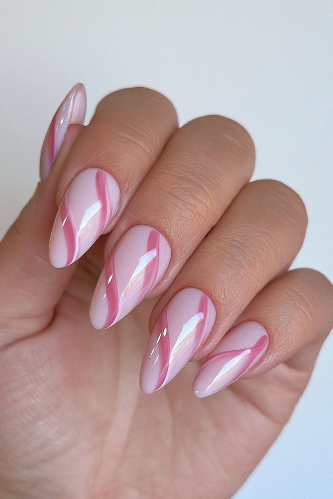 20 Candy Cane Nail Designs for Easy, Festive DIY Manicures 2 Diagonal candy cane swirl nails