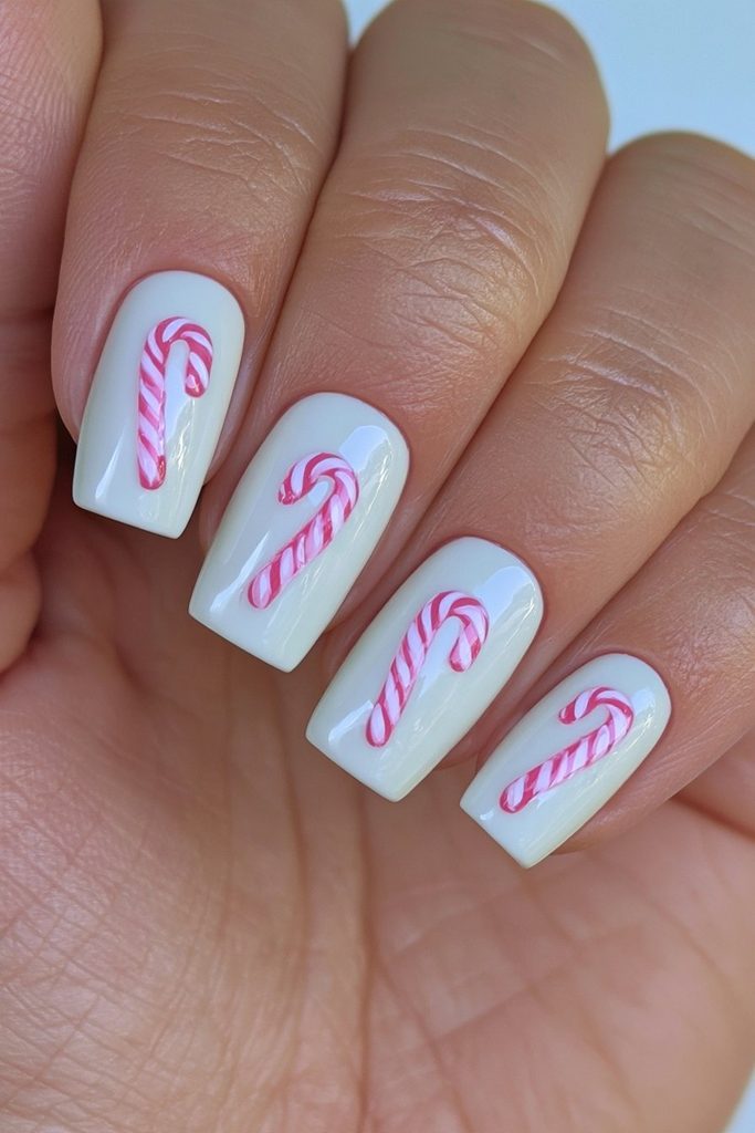 20 Candy Cane Nail Designs for Easy, Festive DIY Manicures 19 Easy toothpick candy cane nail art