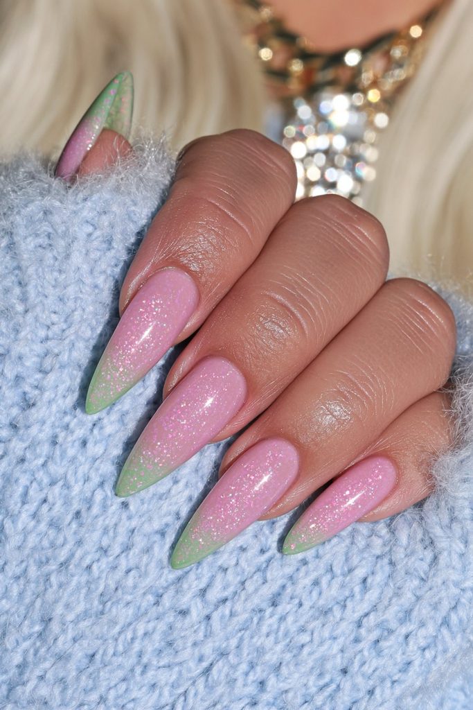 Emerald green glossy nails with bold luxurious statement shine
